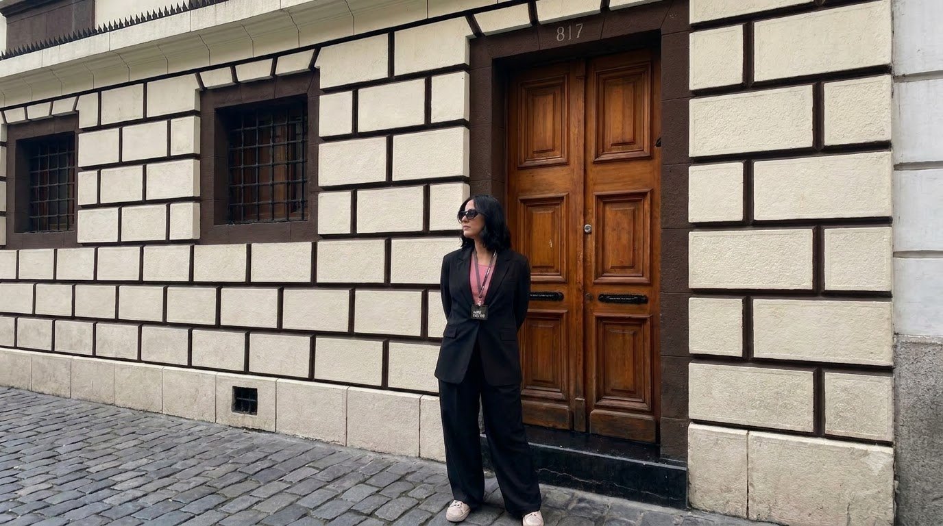 Retrato editorial en calle de Santiago — Abstracta